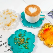 1 Pc Resin Tray Mold And Coaster Molds Large/ Small For Resin Casting, Flower Shape Epoxy Resin Casting Molds For DIY, Home Decoration - White - View 7