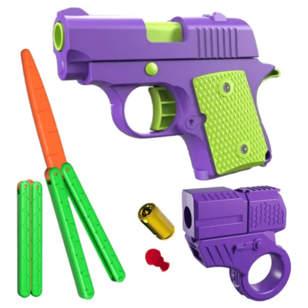 Pistolas Mini 1911 Anillo Y Navaja Juguete Antiestrés Fidget Recreativa Lanzador Aire libre Niños Diversion Plástico Mini Replica Descompresión Entretenimiento Gadget Compacto Desplegable Novedad Educativo Recreativo 3d