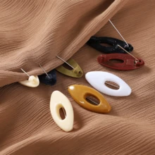 4 件椭圆形塑料彩色别针、围巾夹、时尚胸针配件 - 彩色 - 查看 8