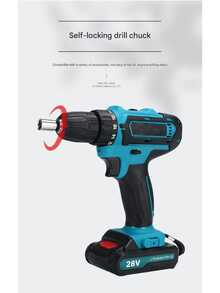 28V Cordless Drill - Lithium-Ion Power Tool For Home & DIY | Handheld Screwdriver With LED Light - Multicolor - View 4