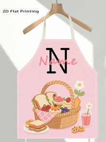 1pc Personalized Name Customized Apron, Baking Personalized Name Apron Gift, Cupcake Baking Hobby Apron, Mother's Day Or Mom/Grandma Birthday Gift