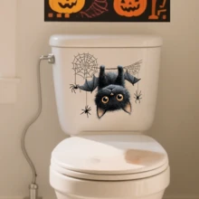1pc/3pcs/5pcs Halloween Cute Black Cat Bat Wall Stickers Window Stickers Toilet Decoration Stickers With A Strong Halloween Vibe, Home Stickers For The Room Are Perfect For Halloween Room Bedroom Bedroom Living Room Cafe Office Dining Room Bathroom Toilet Wall Window Decoration Stickers Ideal Halloween Gifts For Family And Friends. Home Decor Halloween Decor Room Decor Wall Decor Living Room Decor Halloween Decorations Halloween Decoration - Multicolor - View 4