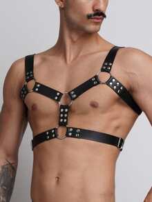 Men's Sexy Avant-Garde Harness Belt, PU Leather Rivet Decor Waist Belt, Gothic Men's Restraint Suspender, Party Outfit, Valentine's Day Gift, Men's Sexy Lingerie Accessory
