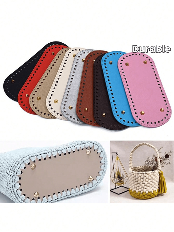 1 pezzo/2/3 pezzi Fondo in pelle PU con borchie, adatto per borse fai-da-te all'uncinetto, borse a tracolla - Fondo rotondo con fori, pratico per la tessitura - Senza fodera, monocromatico, bordi verniciati, progettato per la realizzazione di artigianato, senza accessori di chiusura.
