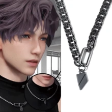 1 件装游戏爱与深空拉斐尔角色扮演项链男女通用金属叶吊坠朋克运动链饰品配饰礼物 - 彩色 - 查看 13