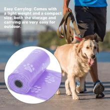 420个/28卷最佳宠物垃圾袋，户外遛狗和旅行狗卷纸替换装，防漏防撕裂，控制异味，漂亮的紫色爪印设计，耐用又方便 - 紫色 - 查看 3