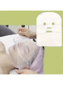 100片装护肤纱布纤维面膜，海藻软化面膜粉美容纱布垫 - 白色 - 查看 2