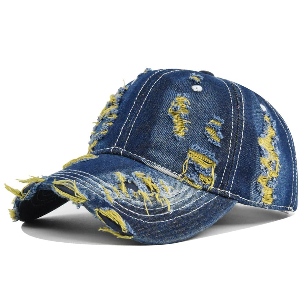 Outdoor Casual And Versatile Denim Baseball Caps, Cool And Comfortable Baseball Caps With Holes, Casual Sun Hats For Traveling, And Good-Looking Couple Hats - 黃色 - 查看 1
