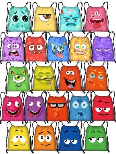 Cartoon Ausdruck Rucksack mit Kordelzug, einfacher Rucksack mit großer Kapazität für Studenten, Mehrzweck-Aufbewahrungstasche für Nachhilfeklassen, geeignet für Schüler.