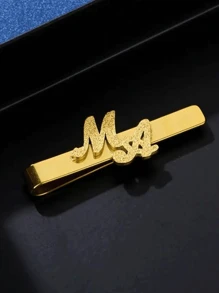 Clip de corbata grabado personalizado mate, gemelos de acero inoxidable con monograma, joyería de boda para el novio, accesorios de moda para hombres