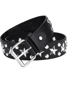 2pcs Gothic Style Rivet Double Buckle Belt, Black Punk Accessories - Ideal Birthday Gift