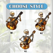 1 pieza Cazador de sol falso Skeleton Acrylic 2D, colgantes de ventana de fantasma de Halloween, regalo para amantes de las plantas, obsequio para nuevo hogar, atrapasol gótico, decoración espeluznante del hogar y estética de casa encantada