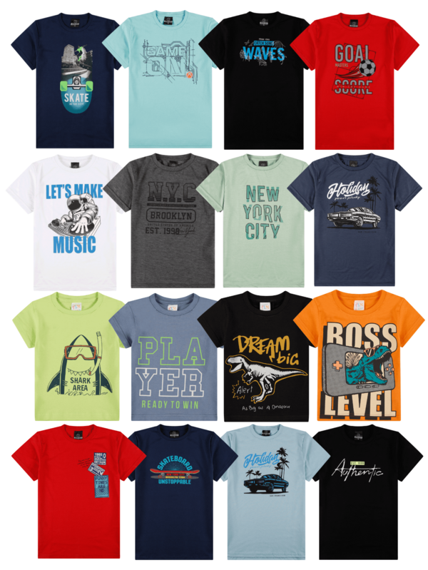 Kit 4 Camisetas Masculino Verão 1 ao 16