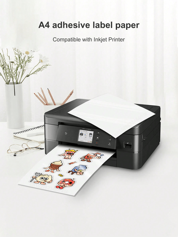 50 hojas de papel autoadhesivo mate tamaño A4 para impresión, compatible con impresoras láser, de inyección de tinta, matriciales y fotocopiadoras