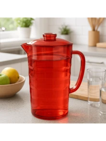 2 Liter Clear Acrylic Jug With Lid – Ideal For Water And Juice - 紅色 - 查看 2
