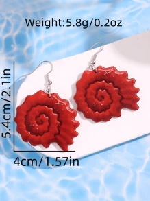 1 对时尚、百搭、创意、独特、活泼、有趣、闪亮的波西米亚风格红色贝壳亚克力吊坠耳环，适合女士佩戴，适合夏季海滩派对、通勤、度假