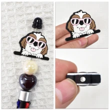 9pcs/12pcs Pet Dog Series Focal Beads Set, Cute Labrador Corgi Paw Print Cartoon Pattern Beads For Keychain Pen Decoration DIY Accessories, Pen Not Included - Multicolor - View 5