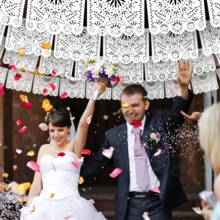 13.4ft White Large Plastic Mexican Party Banners Carnival Party Decorations, Wedding Drapery Decoration, Senior Hollow Pattern Pull Banner, Mexican Carnival Hanging Banner, Baby Shower Family Decorations Gifts - White - View 5