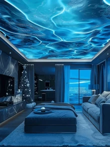 1pc USB-Powered Water Ripple Night Light – Multi-Color LED Star Light With Blue Lighting Effect, Perfect For Bedroom & Living Room Decor, Romantic Atmosphere Creator For Christmas, Valentine'S Day, Weddings, And Birthdays, Bedroom Night Light | Water Ripple Effect | Decorative Lamp, LED Lights For Bedroom - ánh sáng đa sắc - Xem 5