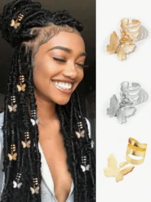 15 piezas de Scrunchies para el cabello con mariposas y borlas tejidas, pulsera de cabello de aleación ajustable para mujeres, adecuada para uso diario