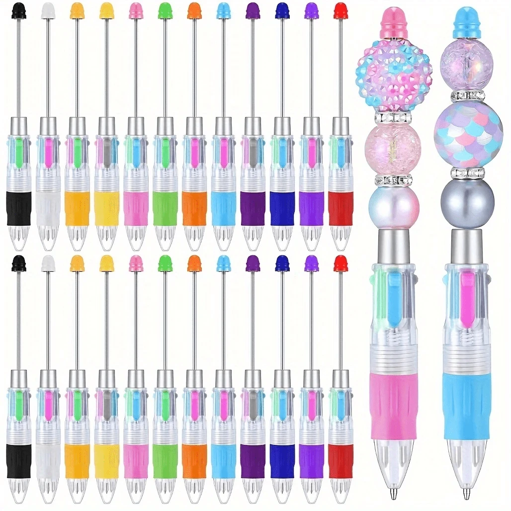 7 Piece Multi-Color Ballpoint Pens, 4-In-1 Colored Ballpoint Pens, Plastic Retractable Ballpoint Pens, DIY Pen Making Kits, Student Back-To-School Gifts, Office School Supplies, Stationery - 彩色 - 查看 1