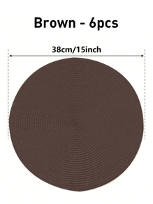 1pc/4pcs/6pcs 15-Inch Round Woven PP Placemat – Waterproof, Non-Slip, Heat Resistant Table Mat, Easy To Clean, Modern Design For Home Dining, Kitchen Decor, Holiday Parties, And Everyday Use (Multiple Colors Available)