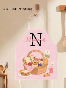1pc Personalized Name Customized Apron, Baking Personalized Name Apron Gift, Cupcake Baking Hobby Apron, Mother's Day Or Mom/Grandma Birthday Gift