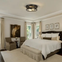 2 件圆形铁艺嵌入式吸顶灯，北欧风格，易于安装，适用于走廊、门厅、客厅、厨房、卧室、复古工业风家居装饰照明灯具，不含灯泡 - 黑色 - 查看 4