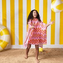 OHS Kids Hooded Towel Poncho | Quick-Dry Absorbent Beach & Pool Robe | Soft Travel Drying Wear - Pink Butterfly - View 2