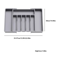 Cutlery Drawer Organiser, Extendable Cutlery Tray, 8Compartments, Kitchen Storage Adjustable Dividers Plastic For Utensil Spoons Forks Knives, - Grey - View 6