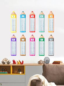 1 件 30*120cm PVC 自粘墙贴 卡通铅笔 乘法表 早教墙贴 家居墙壁装饰 书房装饰 - 綠色 - 查看 2