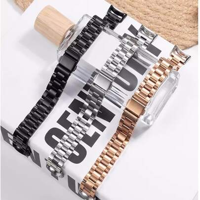 1条全新不锈钢表带，兼容华为手环10/9/8，男女通用，智能手表钢制快拆替换表带，华为手环8/9/10配件