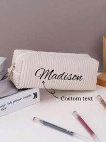 1 bolsa para lápis de veludo cotelê personalizada com transferência térmica, estojo personalizado com texto personalizado - grande capacidade, 1 estojo para lápis - bolsa para caneta com zíper, organizador de papelaria para material escolar, bolsa para caneta para uso em escritório e em casa e presentes exclusivos de volta às aulas, volta às aulas, multifuncional, ornamental, reutilizável, moderno, colorido, fofo, vintage, desenho animado, kawaii, personalizado, exclusivo, personalizado, trabalhadores, clientes, estudantes, para negócios/trabalho/escritório, para escola