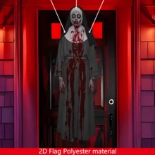 1 pieza Bandera de decoración de fiesta espeluznante de 120x40cm, sin electricidad, material de poliéster 2D, atmósfera de horror sangriento para fiesta, decoración para fiestas de Halloween, decoraciones para el hogar