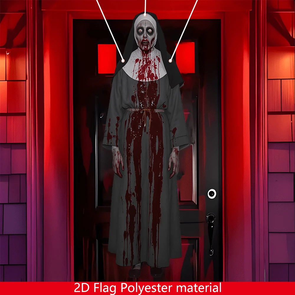 1 pieza Bandera de decoración de fiesta espeluznante de 120x40cm, sin electricidad, material de poliéster 2D, atmósfera de horror sangriento para fiesta, decoración para fiestas de Halloween, decoraciones para el hogar