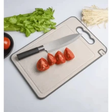 Meat Cutting Board, Hygienic Double-Sided Board In Stainless Steel And PP With Sharpener And Handle - Màu be - Xem 7