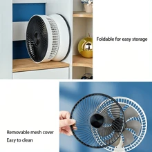 1 pieza Ventilador portátil recargable por USB, capacidad alta de 5400mAh, ajustable, plegable, temporizador, rotación automática, adecuado para escritorio o piso, control remoto, gran acompañante para refrescarse en actividades al aire libre en verano