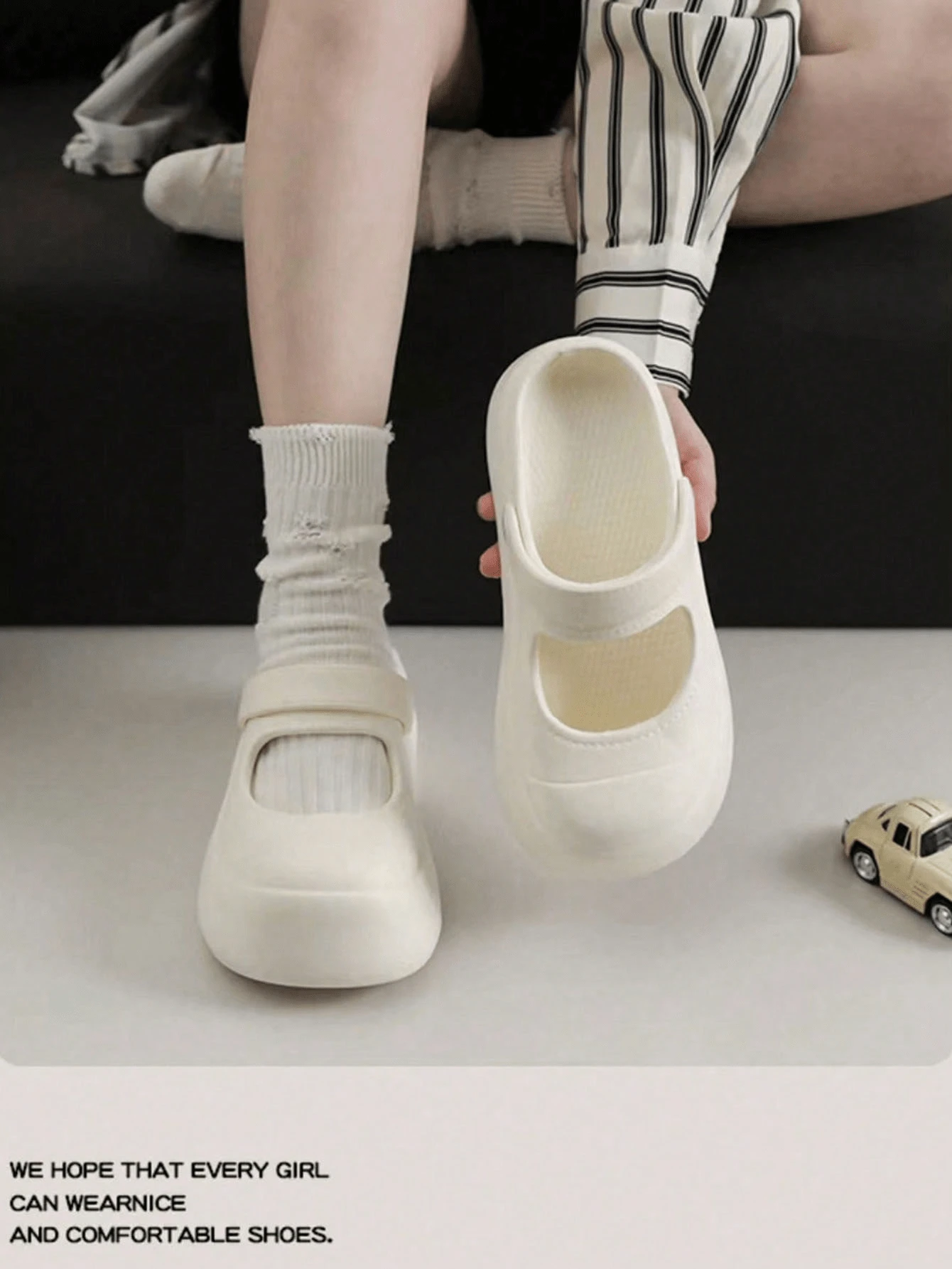 Women's Fuzzy Hole Slip-On Sandals, Summer Outdoor Thick-Soled Nurse Shoes Slippers, Can Be Worn Inside & Outside