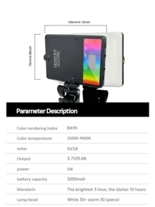 Đèn LED selfie GENAI B10, Đèn điện thoại sạc kẹp có CRI 95+, 3 nhiệt độ màu, 10 mức độ sáng, Đèn quay video di động để trang điểm, tự sướng, quay vlog, hội nghị truyền hình, phát trực tiếp phù hợp để tự sướng và phát trực tiếp, Đèn di động - Xem 10