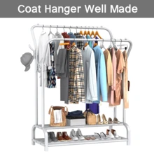 Lislark White Heavy Double Clothes Rail Hanging Rack Garment Display Stand Storage Shelf, Strong Support And Durability, Clean And Simple, Suitable For Any Style Of Living Space - White - View 3