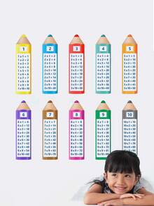 1 件 30*120cm PVC 自粘墙贴 卡通铅笔 乘法表 早教墙贴 家居墙壁装饰 书房装饰 - 綠色 - 查看 4