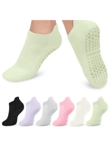Set de 6/5/3 pares de calcetines de yoga con suela de goma antideslizante, calcetines de compresión transpirables aptos para deportes en interiores y exteriores, diseño de textura antideslizante, ajuste cómodo, para todas las estaciones