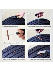 "37-Piece Universal Tire Repair Kit – Emergency Puncture Plug & Patch Tool Set For Cars, Motorcycles, SUVs – Includes Rubber Strips, Insertion Tools & Glue – Fast Flat Tire Fix For Tubeless Tires"