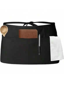 1件装腰围围裙，适用于小型酒吧、厨房、烘焙、烹饪、烧烤，男女通用服务员围裙 - 彩色 - 查看 5