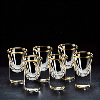 2/6/12pcs, 15ml/0.5oz Mini Golden Rim Liquor Cups, Suitable For Bar, Pub, Club, Restaurant And Home Use Wedding Wine Glasses, Party Wine Glasses