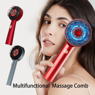 Multifunctional Electric Scalp Massage Comb, Red Light Hair Care Comb, Three Modes To Choose From, Type-C Charging Scalp Care Massage Comb Red Light Anti-Hair Loss Hair Care Device Head Medicine Device Hair Liquid Introduction Comb