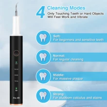 Plaque Remover For Teeth - Ultrasonic Tartar Remover Cleaning Kit For Teeth, Safe For Sensitive Gums Dental, Calculus Remover Teeth Cleaning Kit 4 Adjustable Cleaning With Replaceable Heads, IPX6 Waterproof With LED Light - Black - View 4