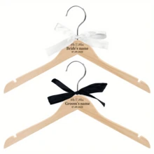 2pcs/Set Wooden Wedding Clothes Hangers, Customized Wedding Dress Hanger, Suit And Garment Hangers, Bride And Groom Hangers, Ideal For Wedding Gowns And Tuxedos, Wedding Accessories, Engraved,Stainless,Colorful,Cute,Adorable,Funny,Kawaii,Y2K,Stylish,Unisex,Casual,Custom,Personalized,Unique,Customized,Ideal Gifts For Him,Ideal Gifts For Her,Her,Boyfriend,Girlfriend,Family,Friends,Vacay Vibes - Multicolor - View 15