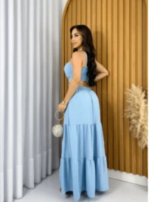 "Summer Charm" Long Dress - 藍色 - 查看 2