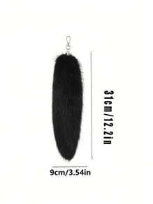1pc Oversized Fox Tail Keychain Oversized Tail Keychain Key Chain Women's Handbag Pendant Pom Poms Purse And Car Key Accessories Women Girls Gift Keychain For Bag Winter - Black - View 7